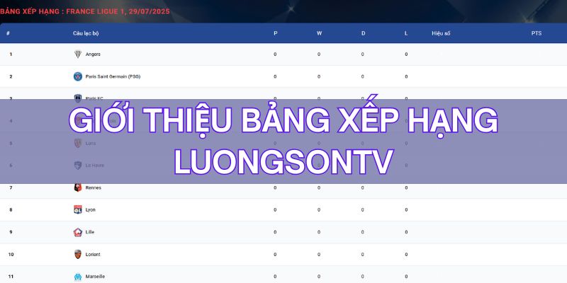 Giới thiệu thông tin sơ lược về chuyên mục BXH LuongSonTV